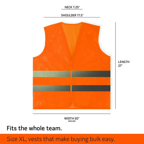 Bulk Pack Reflective Safety Vest High Visibility Orange Mesh XL Front View