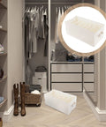 Multi Grid Linen Cotton Closet Organizer Drawer Box With Durable Fabric Dividers designed for tidy storage in beige fabric.