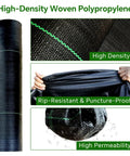 Heavy Duty Weed Barrier Landscape Fabric 2.8 Ft By 50 Ft Ground Cover for Weed Control, showing high-density woven material, black color.