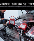 Badass Automatic Fire Extinguisher Stickers For Engine Bay with thermal activation, shown in a vehicle's engine bay for safety.