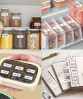 Heavy Duty Workhorse Hard Shell Label Printer Case With Three Rolls Of Adhesive Paper Tape Secure Travel Storage Pouch Compatible With Nelko P21 Niimbot D110 Jadens D110 Black displayed with organized food jars and labeled vitamins.