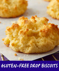Close-up of gluten-free drop biscuits made with Gluten Free Pancake And Baking Mix For Fluffy Pancakes, Waffles, Biscuits, And More