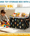 Top Shelf Storage Chest With Lid Holds Massive 85 Liter Load Sturdy Toy Box for Quilts and Plush Dolls, 25" x 13" x 16".