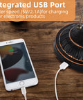 Bankers Desk Lamp With USB Port, Dope Rustic Oil Rubbed Bronze Finish, showing USB charging an electronic device