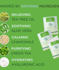 NOVEHA Tea Tree Oil Eyelid Cleansing Wipes, three individually wrapped sachets with hyaluronic acid
