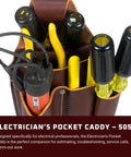 Electrician Pocket Caddy With Five Tool Pockets And Holders Full Leather Belt Pouch Up To 2 Inch Wide Made In USA Built Tough