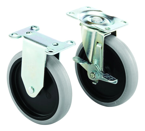 Heavy Duty Adaptable Utility Cart Replacement Casters Pack Of 4 With Two Fixed And Two Swivel Locking Casters 5 Inch TPR Wheels