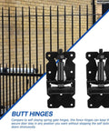 Badass Heavy Duty Stainless Steel Barn Door Hinges Black Gate Hardware Pair Rust Proof for secure gate placement and stability.