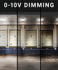 LED Canopy Light 150W 0-10V Dimmable 100-277V IP65 Waterproof ETL Listed 5700K Daylight illuminating a loading dock