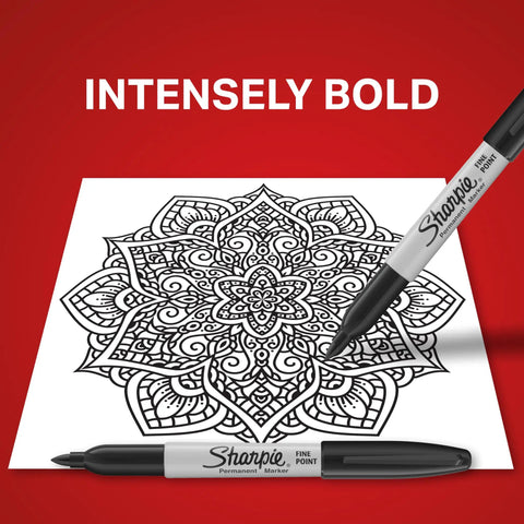Premium Fine Tip Permanent Markers In Solid Black Pack Of 5 Quick Drying Bold Ink That Flows Like Butter On Paper Metal Or Plastic Water Resistant Fade Proof Sweet Buy For School Or Creative Builds used on a detailed mandala drawing.