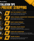 Installation tips for Heavy Duty 304 Stainless Steel Trim Screws For Composite Fencing And Deck Boards Size 8 By 1.5 Inch.