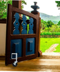 Heavy Duty Spring Gate Wheel Caster With Mounting Hardware Cold Rolled Steel on a decorative garden gate, supporting 75Kg load.