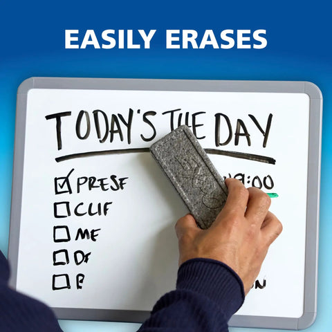 Fresh Top Shelf Dry Erase Markers With Low Odor Slick Smooth Glide Formula, Badass Durable Chisel Tips, Hella Vibrant Clean Erasable Whiteboard Pens, 12 Count Supply Stack used on whiteboard.