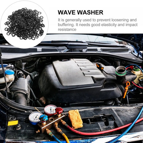 500Pcs Wave Washers Kit 4x8x0.3mm Spring Steel 65Mn Compression Type Gaskets For Screws Bolts Repair And Industrial Fastening Applications Perfect For DIY Projects And Maintenance High Load Bearing Corrosion Resistant Steel, wave washers for car engine