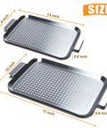 Grill Pan Set Of 2 Stainless Steel Perforated Grilling Baskets With Handles, 17x10 and 13x7.4 in, for Outdoor BBQ and Barbecue
