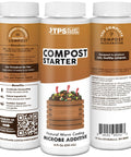 Compost Starter And Accelerator Liquid Booster For Faster Breakdown And Richer Finished Compost 8 Oz brown bottles front and back view