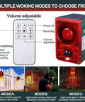 Two Pack Solar Outdoor Motion Sensor Alarm Deterrent With Gunshot Sound And Barking 130dB Loud Noise Maker red with remote control