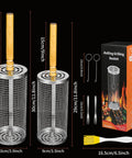 Outdoor Grill Baskets Set 2 Pack Stainless Steel Grillin Baskets With Long Wooden Handles For Easy Turning And Even Heat Barbecue Gear For Men Gift Idea with packaging and accessories
