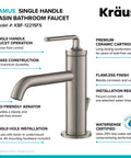 Ramus Single Handle Bathroom Sink Faucet With Lift Rod Drain In Spot Free Stainless Steel, 100 Percent Lead Free Solid Brass Construction image