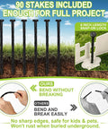 No Dig Plastic Garden Edging Border Kit With 90 Flexible Stakes White Picket Fence Style 50 Ft Lawn Border details