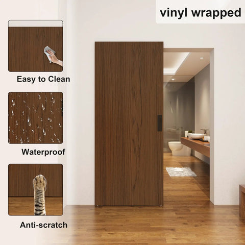 Image of 42 By 84 Inch Concealed Sliding Barn Door With Soft Close Mechanism And Heavy Duty Track System Waterproof Scratch Resistant Finish, vinyl wrapped.