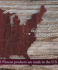 Map highlighting Erie PA as the headquarters for Flexcut products, emphasizing U.S. manufacturing.