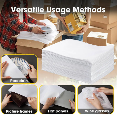 Image of a stack of 100 Piece 12 X 12 Inch EPE Foam Pouches For Killer Cushioning And No Hassle Packing in use for fragile items.