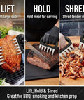 Stainless Steel Meat Claws For Shredding Pulled Pork And More, Black Handle Bear Claws Shredder lifting and shredding meats