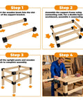 Heavy Duty Workbench Bracket Kit 12 Pc Three Way Right Angle Corner Braces For DIY assembly steps shown with builder.
