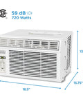 No Sweat With This White 8000 Btu Window Air Conditioner Keeping Small To Medium Rooms Chill With Four Speed Settings, 59 dB, 720 Watts.