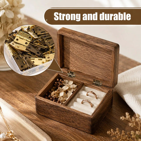 Top Shelf Mini Brass Hinge Kit With Antique And Dope Gold Finishes Includes 240 Screws And Driver for jewelry box use.