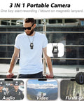 Person wearing 4K Ultra HD Body Camera With Audio And Video Recording, 128GB Mini Wearable Cam with Magnetic Lanyard outdoors