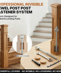 Heavy Duty Hidden Newel Post Mounting Kit With Rail Bolt Wrench And Rock Solid Base Plate Hardware For Wooden Stair Railing Deck Balusters No Fuss Setup with hidden bolt structure.