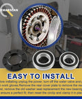 Washer Bearing And Seal Revival Kit Compatible With Samsung DC62-00156A 6601-002632 6601-002516 displayed with installation guidance.