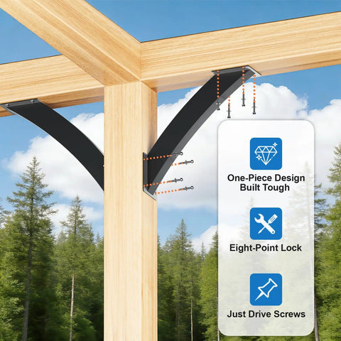Heavy Duty 45 Degree Pergola Brackets Kit For 4x4 Wood Posts Inside Mount Corner Braces for Pergola Gazebo Deck Porch Construction