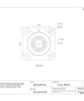 Heavy Duty Cast Iron Flange Mounted Ball Bearing Unit With One Inch Straight Bore And Set Screw Locking Collar top view with dimensions