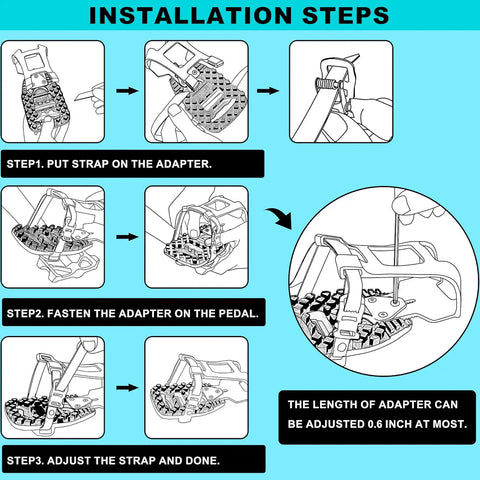 Installation steps for Toe Cage Clips For Peloton Pedals Adapters Convert Look Delta Pedals To Toe Clip Cages With Straps For Regular Sneakers