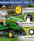 Smooth Operator 15x6.00-6 Lawnmower Front Tire And Wheel Set For Riding Mower And Tractor with yellow rim and premium rubber tire.