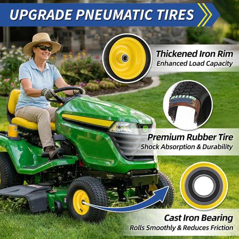 Smooth Operator 15x6.00-6 Lawnmower Front Tire And Wheel Set For Riding Mower And Tractor with yellow rim and premium rubber tire.