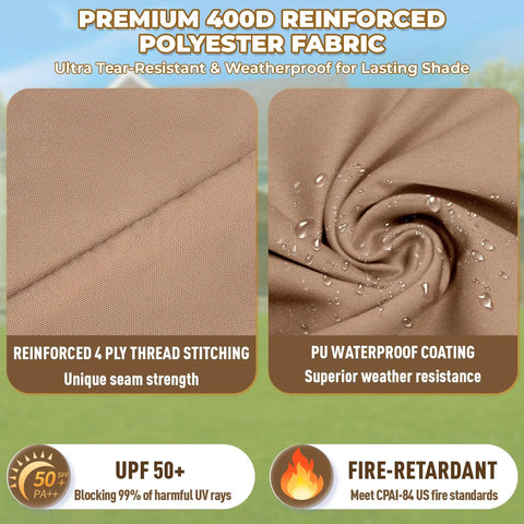 Close-up of premium 400D polyester fabric for swing canopy with reinforced stitching and waterproof coating.