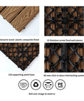 Interlocking Wood Plastic Composite Deck Tiles 12x12 Inches For Indoor Outdoor Use Water Resistant 22 Sq Ft Khaki 3D Finish Easy Install No Fuss Setup Durable Outdoor Flooring with detailed assembly view