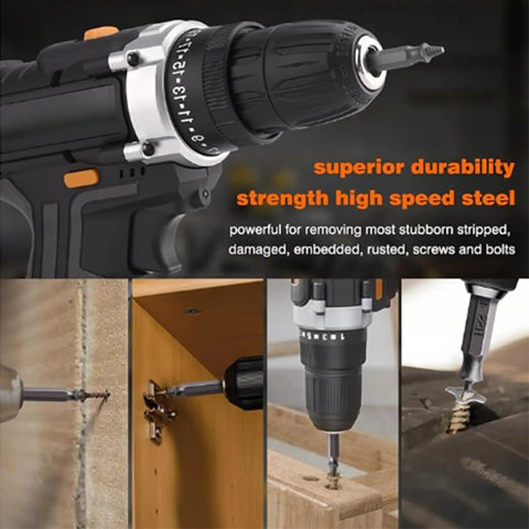 Damaged Screw Extractor Set For Stripped Screws Bolts And Rusted Hardware 6 Piece HSS Drill Bit used on wood and metal