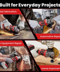 Badass Brushless Cordless Angle Grinder Compatible With Milwaukee M18 Batteries Tool Only in action for metal and automotive repairs.