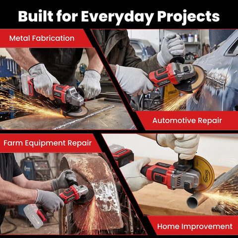 Badass Brushless Cordless Angle Grinder Compatible With Milwaukee M18 Batteries Tool Only in action for metal and automotive repairs.