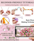 Ultimate Pipe Cleaner Flower Kit With 700 Piece DIY Bouquet Craft Set With Chenille Stems, Tools, Tutorials, And Supplies For Beginners And Craft Lovers All In One tutorial guide showing fold, wrap, twist, fill, glue techniques.