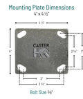 Mounting plate dimensions for Beefed Up 4 Inch Swivel Caster With Semi Steel Cast Iron Wheel 1000 Lb Capacity For Carts Trolleys.
