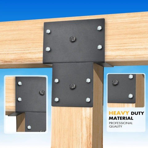 Two Pack Heavy Duty 4x4 Post Brackets For Exterior Wood Posts And Beams Internal 3 Point 5 By 3 Point 5 Inches Fits Gazebo Deck And Patio Posts Beefy Steel Powder Coated Black Weatherproof And Rust Resistant
