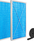 Top Shelf 24x12x1 MERV 13 Washable Electrostatic Outer Air Filter Two Pack with blue filtration material and sturdy frame.