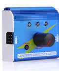 Dope Servo Tester And Controller For RC Gear with manual, neutral, auto modes, compact design, blue casing, ideal for planes, cars, boats.