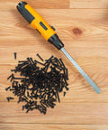 Self Tapping Screws Assortment Kit, 450pc Set With Cross Round Head, screws on wood surface, includes screwdriver, weather resistant black coating.